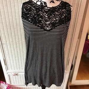 BOBEAU BLACK&WHITE STRIPE TANK size 2x
